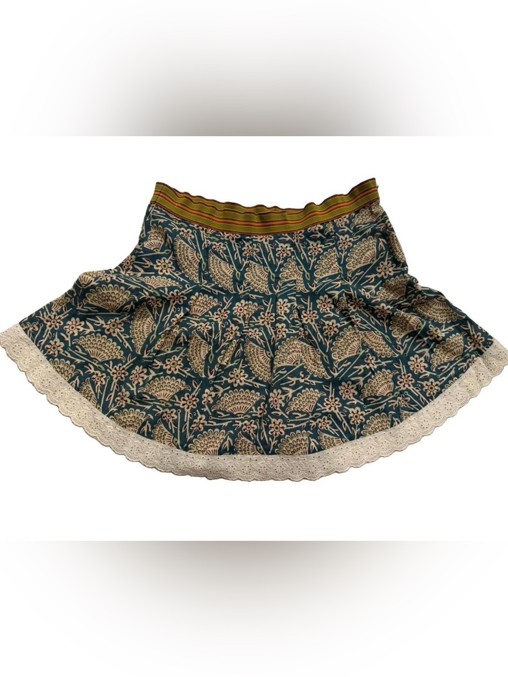 Vintage Y2K Free People Skirt Goldfish Tag Floral Lace Trim Boho Mini SZ 8 Read